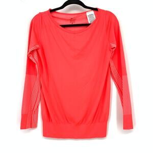 Nike Knit Epic Dri Fit Long Sleeve Activewear Top Womens Size Small Neon Red